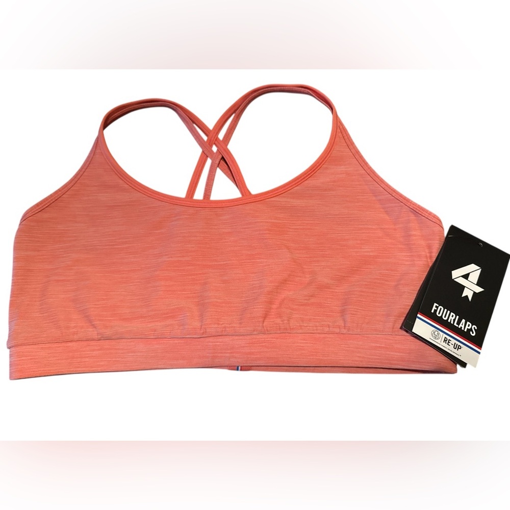 NWT Fourlaps vitality sports bra in Blush Space Dye, size large
